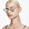 2-i-1-solbriller med klips, i iøynefallende cat-eye-form, Sk7011, hvit 2-i-1-solbriller med klips, i iøynefallende cat-eye-form, Sk7011, hvit