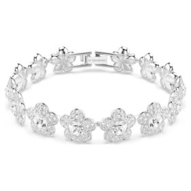 Ariana Grande X Swarovski-armbånd, rundslipt, blomst, hvit, rhodiumbelagt Ariana Grande X Swarovski-armbånd, rundslipt, blomst, hvit, rhodiumbelagt