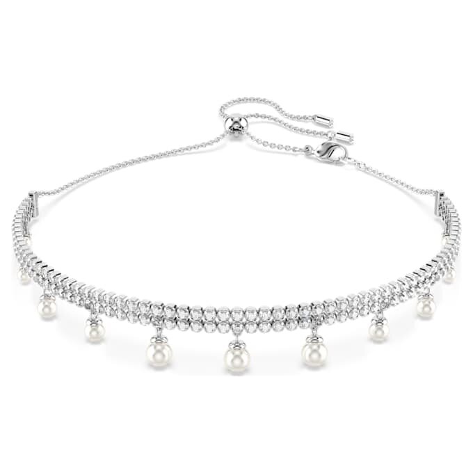 Ariana Grande X Swarovski choker med krystallperler, rundslipt, hvit, rhodiumbelagt Ariana Grande X Swarovski choker med krystallperler, rundslipt, hvit, rhodiumbelagt