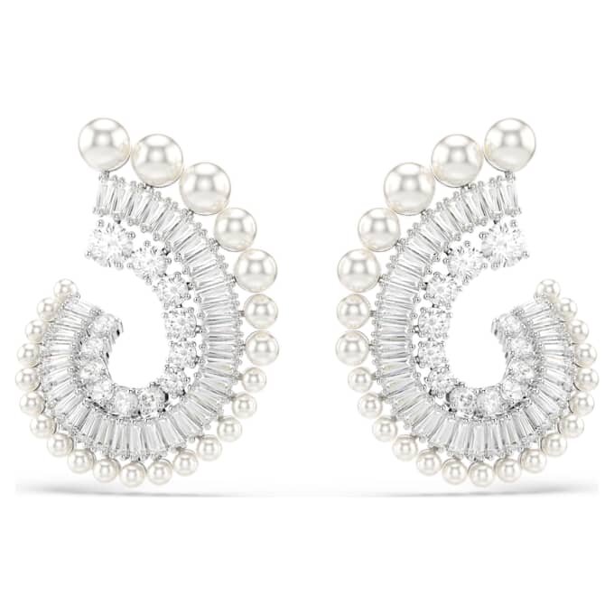 Ariana Grande X Swarovski dråpeøredobber med krystallperle, blandede slipninger, hvit, rhodiumbelagt Ariana Grande X Swarovski dråpeøredobber med krystallperle, blandede slipninger, hvit, rhodiumbelagt