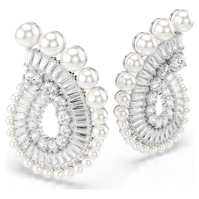 Ariana Grande X Swarovski dråpeøredobber med krystallperle, blandede slipninger, hvit, rhodiumbelagt Ariana Grande X Swarovski dråpeøredobber med krystallperle, blandede slipninger, hvit, rhodiumbelagt