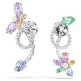 Ariana Grande X Swarovski dråpeøredobber med ørejakke, blandede slipninger, øyenstikker, blomst, flerfarget, rhodiumbelagt Ariana Grande X Swarovski dråpeøredobber med ørejakke, blandede slipninger, øyenstikker, blomst, flerfarget, rhodiumbelagt
