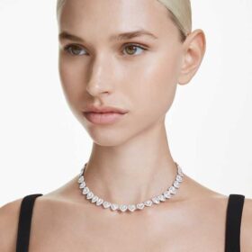 Ariana Grande X Swarovski halskjede med blandede slipinger, hjerte, hvitt, rhodiumbelagt