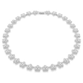 Ariana Grande X Swarovski-halskjede, rundslipt, blomst, hvit, rhodiumbelagt