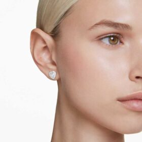 Ariana Grande X Swarovski Øredobber med blandede slipinger, hjerte, hvite, rhodiumbelagte