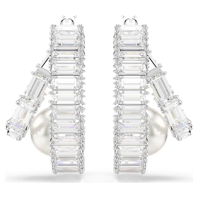 Ariana Grande X Swarovski øredobber med krystallperler, baguetteslipte, hvite, rhodiumbelagte Ariana Grande X Swarovski øredobber med krystallperler, baguetteslipte, hvite, rhodiumbelagte