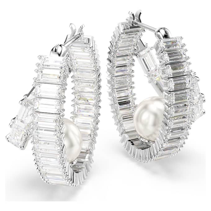 Ariana Grande X Swarovski øredobber med krystallperler, baguetteslipte, hvite, rhodiumbelagte Ariana Grande X Swarovski øredobber med krystallperler, baguetteslipte, hvite, rhodiumbelagte