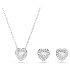Ariana Grande X Swarovski-sett med blandede slipinger, hjerte, hvitt, rhodiumbelagt