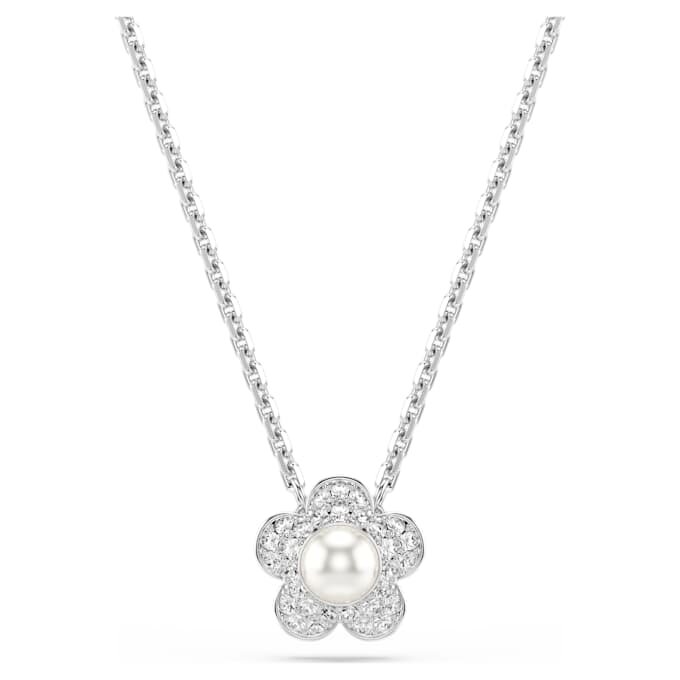 Ariana Grande X Swarovski-sett med krystallperler, rundslipt, blomst, hvit, rhodiumbelagt Ariana Grande X Swarovski-sett med krystallperler, rundslipt, blomst, hvit, rhodiumbelagt