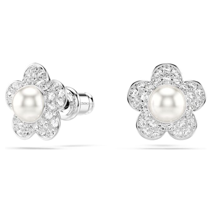 Ariana Grande X Swarovski-sett med krystallperler, rundslipt, blomst, hvit, rhodiumbelagt Ariana Grande X Swarovski-sett med krystallperler, rundslipt, blomst, hvit, rhodiumbelagt