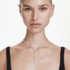 Ariana Grande X Swarovski Y-halskjede med blandede slipninger, krystallperle, hjerte, hvit, rhodiumbelagt