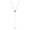Ariana Grande X Swarovski Y-halskjede med blandede slipninger, krystallperle, hjerte, hvit, rhodiumbelagt