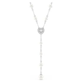Ariana Grande X Swarovski Y-halskjede med blandede slipninger, krystallperle, hjerte, hvit, rhodiumbelagt