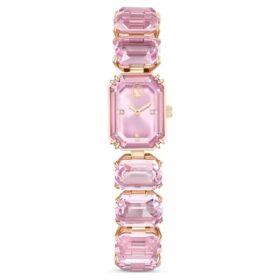 Armbånd med åttekantede krystaller, rosa, rosagullfarget finish