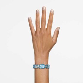 Armbåndsur med åttekantet sliping, blått, rustfritt stål
