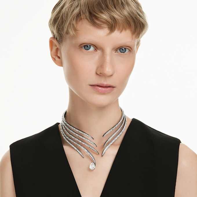 Choker «Feather» fra Vienna-kolleksjonen, hvit, rutheniumbelagt Choker «Feather» fra Vienna-kolleksjonen, hvit, rutheniumbelagt
