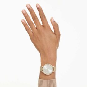 Clarica-klokke, sveitsiskprodusert, metallarmbånd, gullfarget, gullfarget finish
