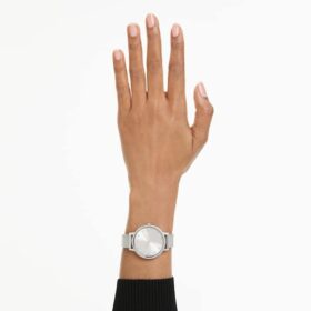 Clarica-klokke, sveitsiskprodusert, metallarmbånd, sølvfarget, rustfritt stål