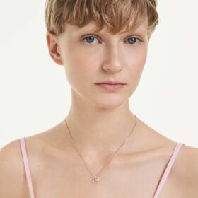 Constella-anheng, rundslipt, dansende stein, rosa, rosagullbelagt