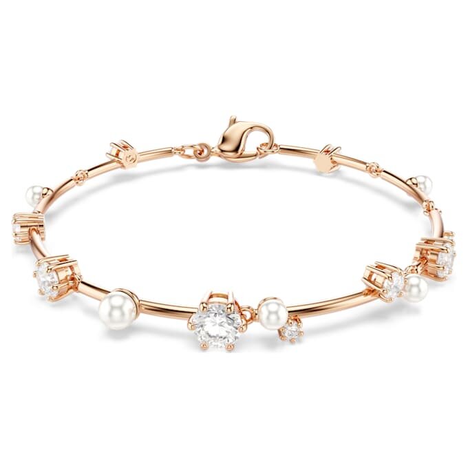 Constella-armbånd med krystallperler, runde slipninger, hvitt, rosagullbelagt Constella-armbånd med krystallperler, runde slipninger, hvitt, rosagullbelagt