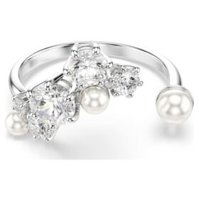 Constella åpen ring med krystallperler, runde slipninger, hvit, rhodiumbelagt Constella åpen ring med krystallperler, runde slipninger, hvit, rhodiumbelagt