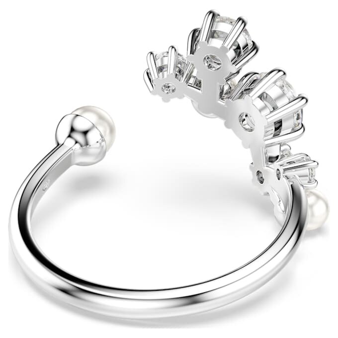 Constella åpen ring med krystallperler, runde slipninger, hvit, rhodiumbelagt Constella åpen ring med krystallperler, runde slipninger, hvit, rhodiumbelagt