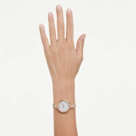 Crystalline Armbåndsur, sveitsiskprodusert, metallarmbånd, beige, rosagullfarget finish