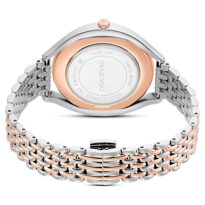 Crystalline Aura-klokke, sveitsiskprodusert, metallarmbånd, rosagullfarget, blandet metallfinish Crystalline Aura-klokke, sveitsiskprodusert, metallarmbånd, rosagullfarget, blandet metallfinish