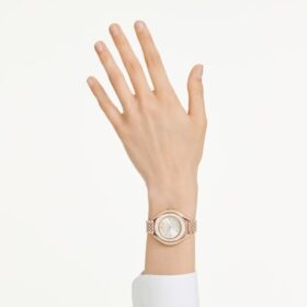 Crystalline Aura-klokke, sveitsiskprodusert, metallarmbånd, rosagullfarget, rosagullfarget finish