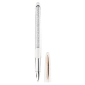 Crystalline rollerball-penn, hvit, rosagullbelagt
