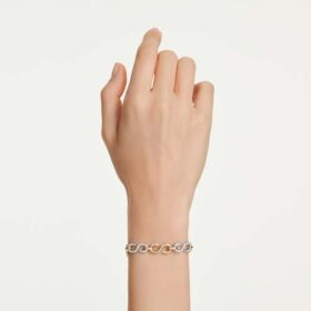 Dextera-armbånd med rundslipte krystaller, hvitt, blandet metallfinish