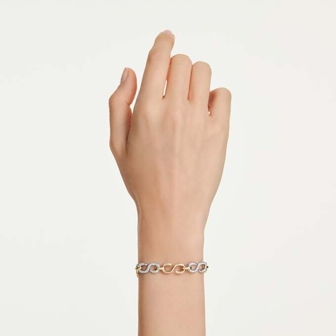 Dextera-armbånd med rundslipte krystaller, hvitt, blandet metallfinish Dextera-armbånd med rundslipte krystaller, hvitt, blandet metallfinish