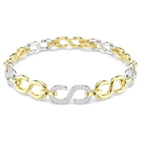 Dextera-armbånd med rundslipte krystaller, hvitt, blandet metallfinish