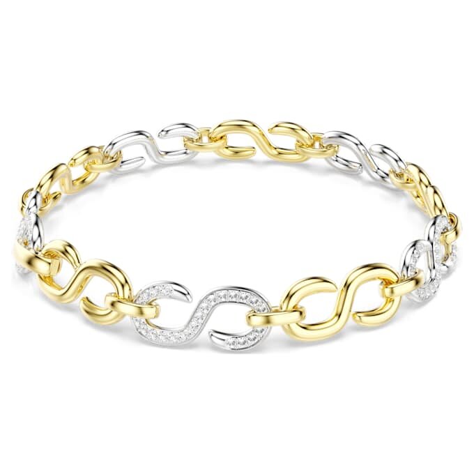Dextera-armbånd med rundslipte krystaller, hvitt, blandet metallfinish Dextera-armbånd med rundslipte krystaller, hvitt, blandet metallfinish