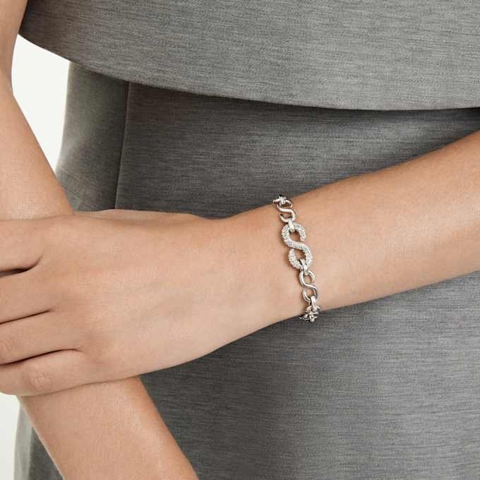 Dextera-armbånd med rundslipte krystaller, hvitt, rhodiumbelagt Dextera-armbånd med rundslipte krystaller, hvitt, rhodiumbelagt