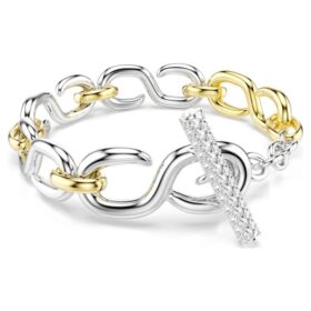 Dextera-armbånd med rundslipte krystaller, T-bar, hvitt, blandet metallfinish Dextera-armbånd med rundslipte krystaller, T-bar, hvitt, blandet metallfinish