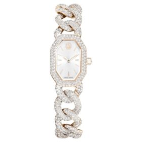 Dextera Chain Watch Swiss Made, krystallarmbånd, hvitt, champagnegullfarget finish