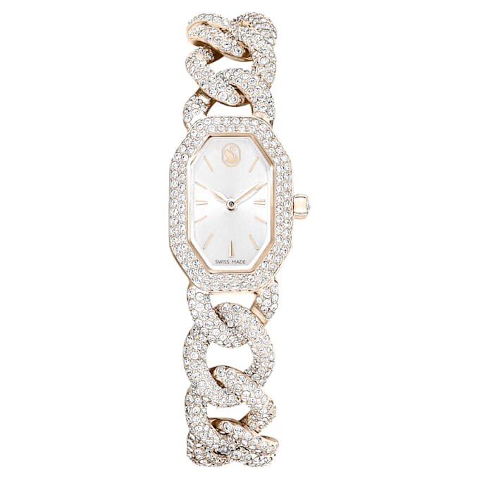 Dextera Chain Watch Swiss Made, krystallarmbånd, hvitt, champagnegullfarget finish Dextera Chain Watch Swiss Made, krystallarmbånd, hvitt, champagnegullfarget finish