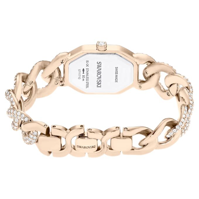 Dextera Chain Watch Swiss Made, krystallarmbånd, hvitt, champagnegullfarget finish Dextera Chain Watch Swiss Made, krystallarmbånd, hvitt, champagnegullfarget finish