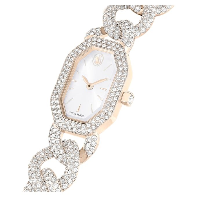 Dextera Chain Watch Swiss Made, krystallarmbånd, hvitt, champagnegullfarget finish Dextera Chain Watch Swiss Made, krystallarmbånd, hvitt, champagnegullfarget finish