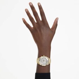 Dextera Lux-klokke, sveitsiskprodusert, metallarmbånd, gullfarget, gullfarget finish