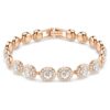 En Angelic-armbånd, rundslipt, pavé, medium, hvit, rosagullbelagt
