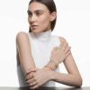 En Angelic-armbånd, rundslipt, pavé, medium, hvit, rosagullbelagt