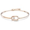 Et armbånd, rundslipt, oval form, hvit, rosagullbelagt Et armbånd, rundslipt, oval form, hvit, rosagullbelagt