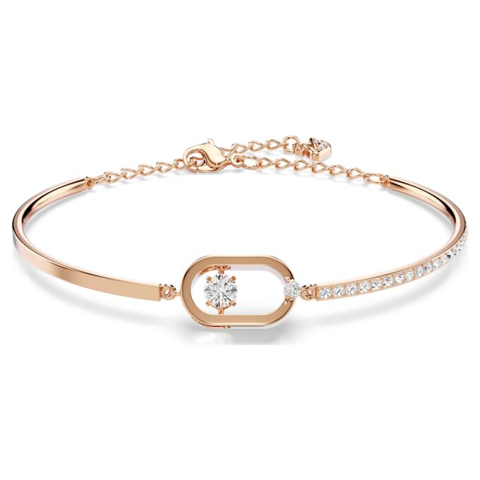 Et armbånd, rundslipt, oval form, hvit, rosagullbelagt Et armbånd, rundslipt, oval form, hvit, rosagullbelagt