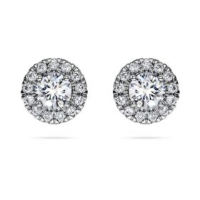 Eternity Halo-øredobber med laboratoriedyrkede diamanter på totalt 0,75 karat, rund form, 14K hvitt gull