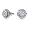 Eternity Halo-øredobber med laboratoriedyrkede diamanter, totalt 2 karat, rund form, 14K hvitt gull