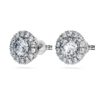 Eternity Halo-øredobber med laboratoriedyrkede diamanter, totalt 2 karat, rund form, 14K hvitt gull