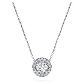 Eternity Halo solitaire-anheng med laboratoriedyrkede diamanter 0,59 karat totalt, rund form, 14K hvitt gull Eternity Halo solitaire-anheng med laboratoriedyrkede diamanter 0,59 karat totalt, rund form, 14K hvitt gull