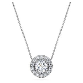 Eternity Halo solitaire-anheng med laboratoriedyrkede diamanter, 1 karat totalt, rund form, 14K hvitt gull Eternity Halo solitaire-anheng med laboratoriedyrkede diamanter, 1 karat totalt, rund form, 14K hvitt gull